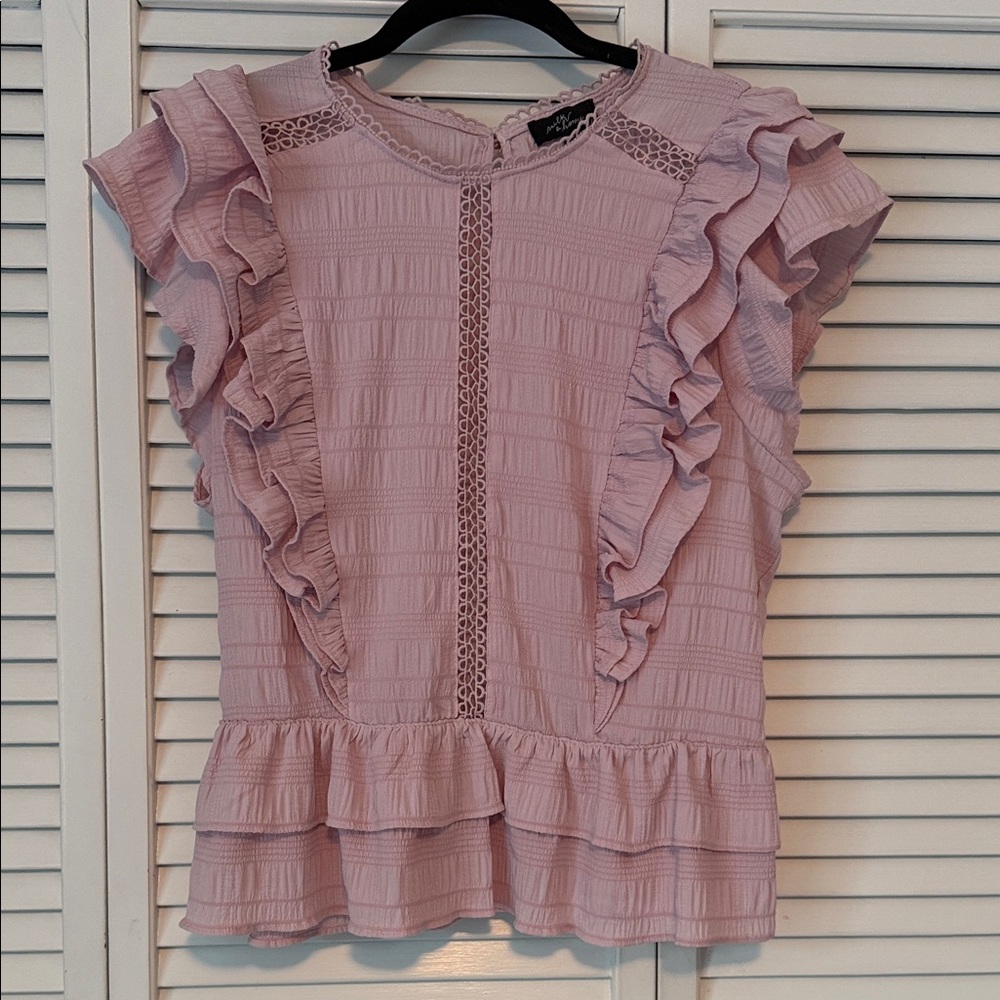 Elegant Pink Ruffle Blouse